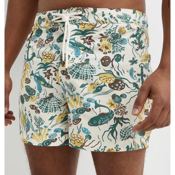Polo Ralph Lauren‎ Coral Reef Motif 4-Inch Unlined Swim Trunk Pockets Size 42 - Picture 2 of 9